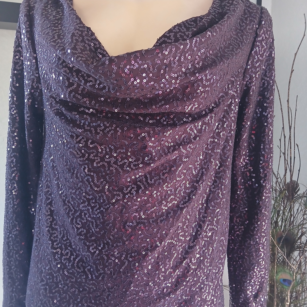 Tibi New York Purple Sequin Cocktail Dress | Long Sleeve Party Mini Dress - Picture 8 of 13